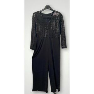 Eloquii 18 Sequin Jumpsuit Dressy Wide Leg Pants Black Special Occasion Formal